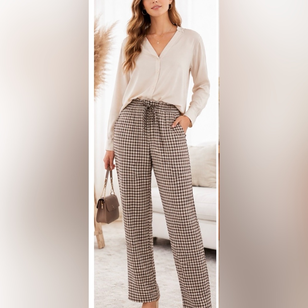 Chapter One Checkered Straight-Leg Pants